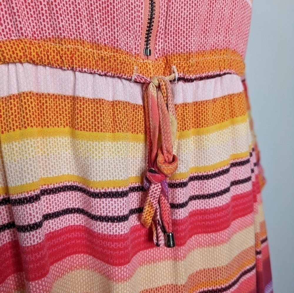 ✨3/$15 Torrid pink orange yellow striped drawstring waist dress 10 - Picture 6 of 11